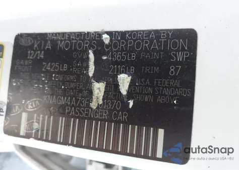 2015 Kia Optima Lx z USA, uszkodzony, nr VIN KNAGM4A73F5601370